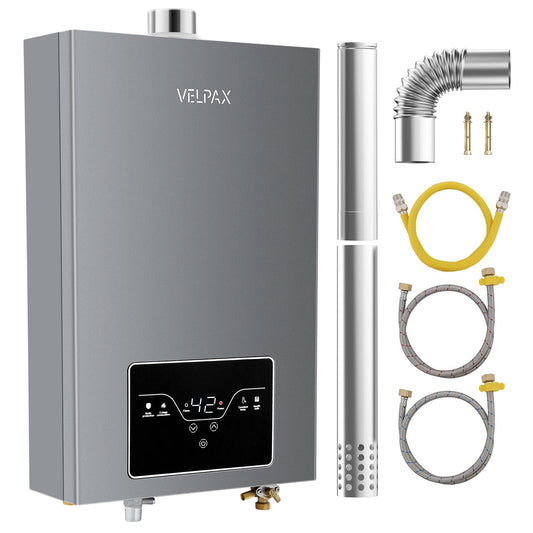 Natural Gas Tankless Water Heater, 4.21GPM 16L Indoor,Instant Hot Natural Gas Water Heater with Multi-Protection (Gray)