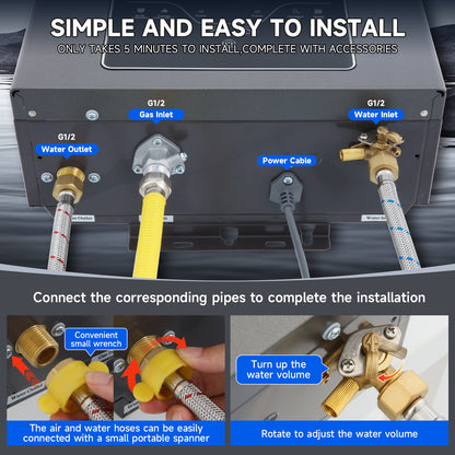 Natural Gas Tankless Water Heater, 4.21GPM 16L Indoor,Instant Hot Natural Gas Water Heater with Multi-Protection (Gray)