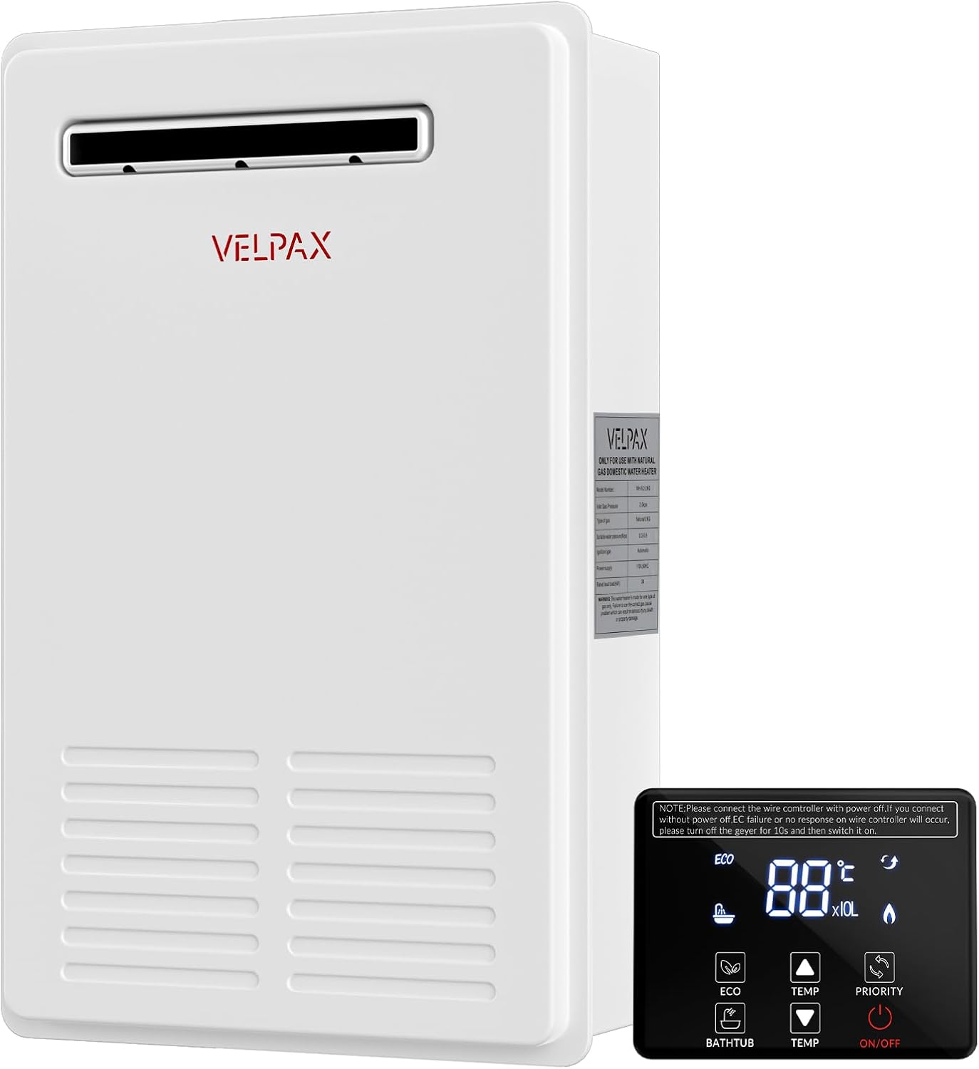 Propane Tankless Water Heater Outdoor,5.26GPM 20L Outdoor,Instant Hot Propane Gas Water Heater with Fahrenheit Digital Display,Multi-Protection