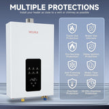Natural Gas Tankless Water Heater 4.21GPM 16L Indoor, Instant Hot Water, Multi-Protection, White Finish