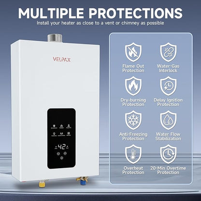 Tankless Water Heater Propane,4.21GPM 16L Indoor,Constant propane water heater,Instant Hot Propane Gas water heater with Multi-Protection