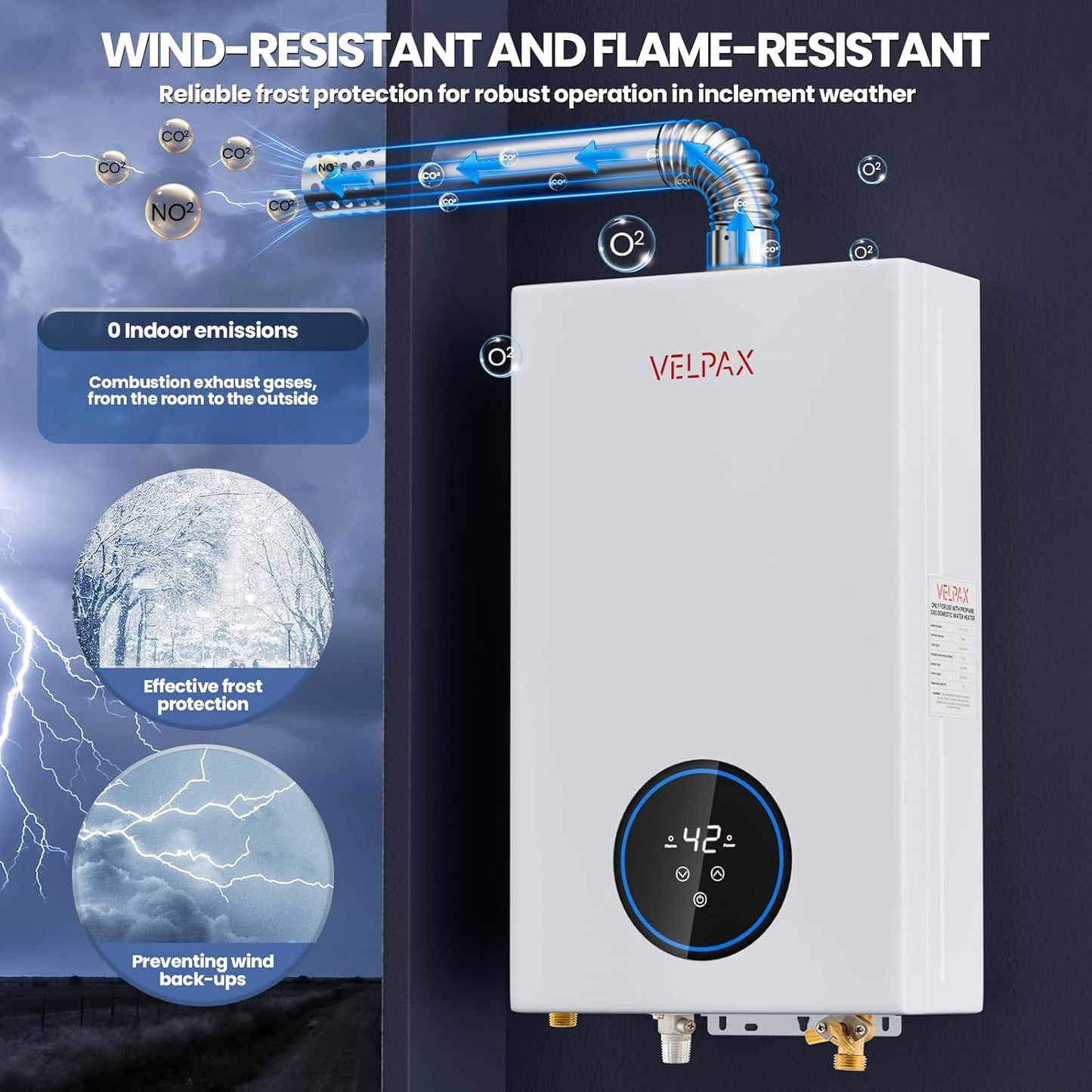 Propane Tankless Water Heater, 4.74GPM 18L Indoor,Constant propane water heater,Instant Hot Propane Gas water heater with Multi-Protection