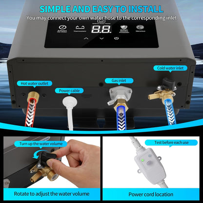 Tankless Water Heater Propane,Indoor 4.74GPM 18L,Constant propane water heater,Instant Hot Propane Gas Water Heater with Multi-Protection