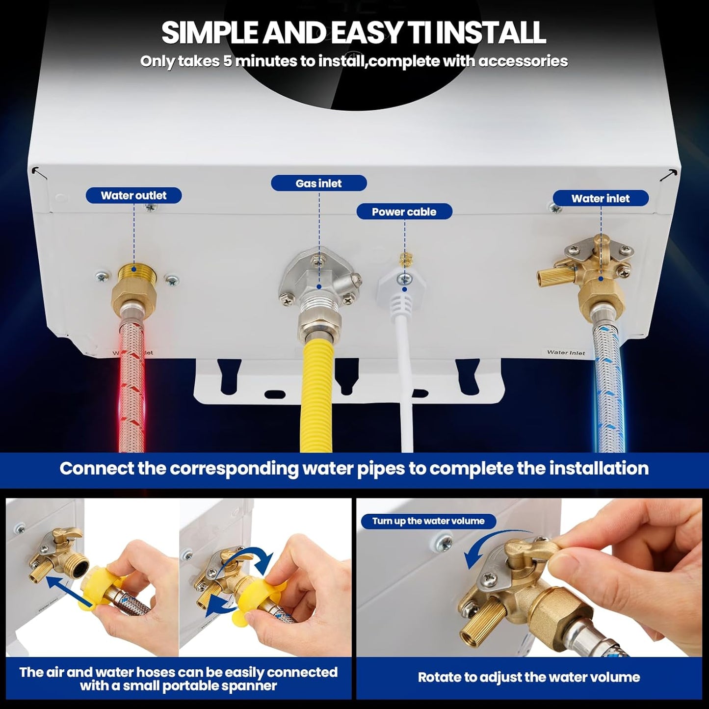 Propane Tankless Water Heater, 4.74GPM 18L Indoor,Constant propane water heater,Instant Hot Propane Gas water heater with Multi-Protection