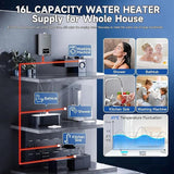Natural Gas Tankless Water Heater, 4.21GPM 16L Indoor,Instant Hot Natural Gas Water Heater with Multi-Protection