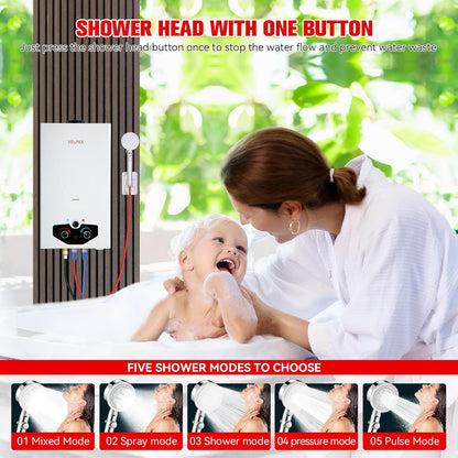 Tankless Water Heater Propane,2.64GPM 10L Outdoor Portable water heater,with 2 GPM Water Pump, Instant Propane water heater with Digital Display Multi-Protection for Camping Trips