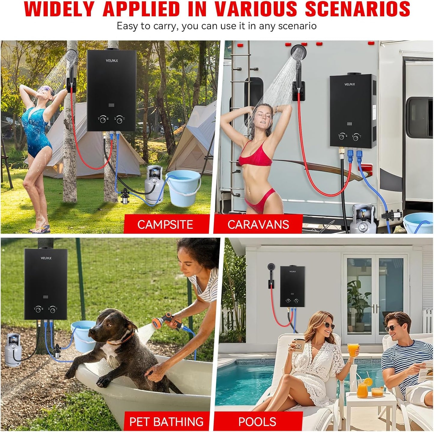 Tankless Water Heater Propane,2.11GPM 8L Outdoor Portable Water Heater,with 2 GPM Water Pump, with Digital Display Multi-Protection for Camping Trips Boat Cabins