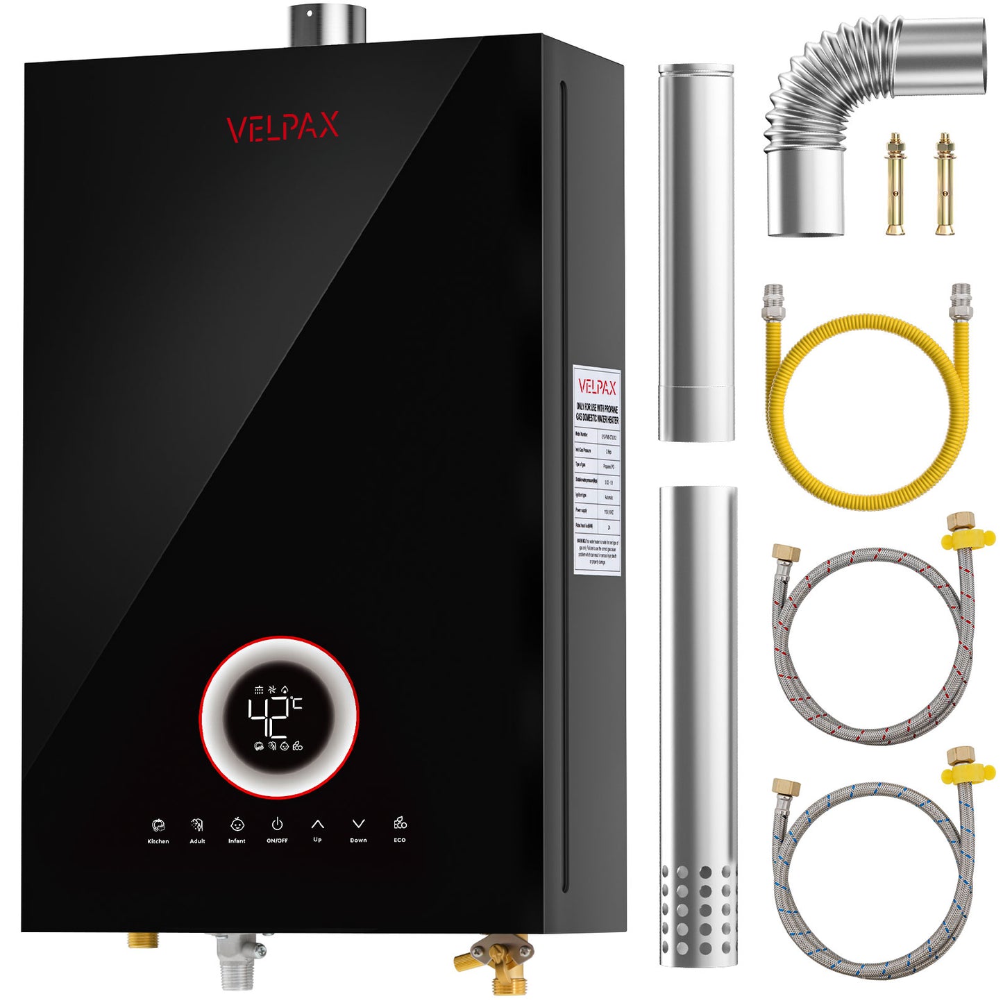 Tankless Water Heater Natural Gas, 4.21 GPM 16L Indoor Instant Hot Water Heater with Digital Fahrenheit Display Multi-Protection Constant Temperature for Home & Apartment