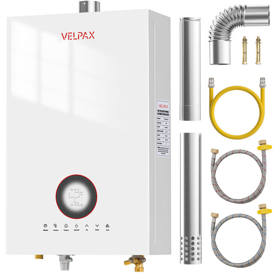 Tankless Water Heater Natural Gas, 4.74 GPM 18L Indoor Instant Hot Water Heater with Digital Fahrenheit Display Multi-Protection Constant Temperature for Home & Apartment