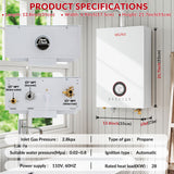 Tankless Water Heater Natural Gas 4.74 GPM 18L Indoor, Instant Hot Water Heater with Digital Display, Constant Temperature & Multi-Protection